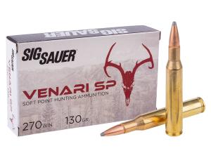 SIG Sauer Venari SP Rifle Ammunition .270 Win 130gr SP 2846 fps 20/ct V270SP130-20