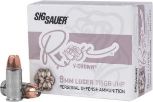 SIG Sauer ROSE Handgun Ammunition 9mm Luger 115gr JHP 1050 fps 20/ct