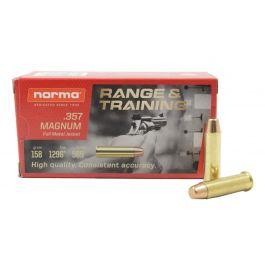 Norma Ammunition Range and Training 357 Mag 158 gr Full Metal Jacket Ammunition (FMJ) 50 Rd Box 810036150293