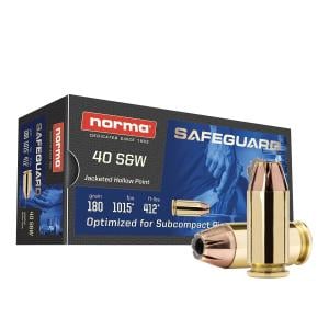 Norma Safeguard .40 S&W 180 gr JHP 50rds Handgun Ammo for Reliable Self-Defense - 801407727 801407727