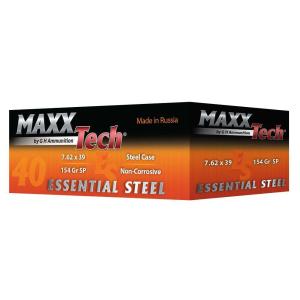 MaxxTech Essential Steel 7.62x39mm Rifle Ammunition 154 Grain JSP 2104 fps 40 Rounds