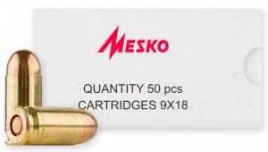 Mesko Ammo 9x18mm Makarov 93 Grain FMJ Lead Core Brass Cased 975 fps 50 Rounds
