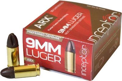 Inceptor Preferred Defense Ammo 9mm Luger 65gr Frangible Arx - 9mm Luger 65gr Frangible Arx 25/Box