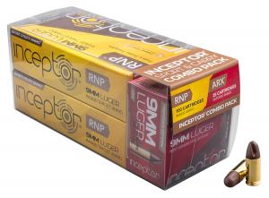 Inceptor 9RNPARX Sport & Carry Combo Pack 9mm Luger 65 gr RNP/ARX 125 Bx/ 12 Cs