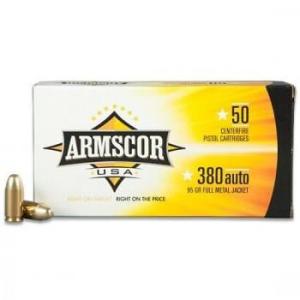 Armscor .380 ACP 95 Grain Full Metal Jacket Centerfire Handgun Ammo 
