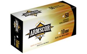 Armscor Precision Inc USA 10mm 180 Grain Full Metal Jacket Brass Cased Pistol Ammunition 50 Rounds FAC10-2N-50RD 