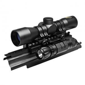NcSTAR Sights N Lights AK Combo w/ 4x30mm Riflescope,65 Lumen LED Flashlight, Black, KAKSCRFS-A