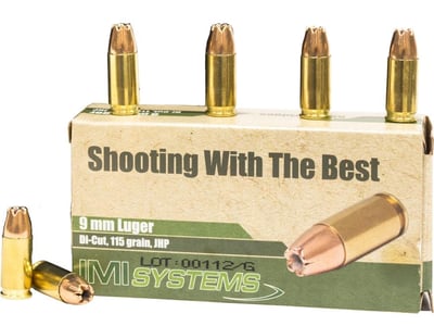 IMI Ammunition 9mm Luger 115 Grain Di-Cut Jacketed Hollow Point