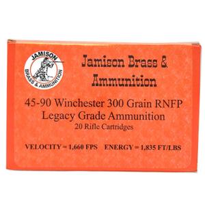 Jamison Legacy Grade .45-90 Winchester Ammunition 300 Grain Round Nose Flat Point 1660 fps 20 Rounds