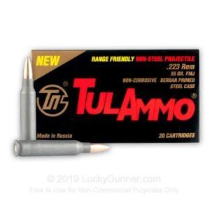Tulammo TA223556 Rifle 223 Rem 55 gr Full Metal Jacket (FMJ) 20 Bx/ 50 Cs