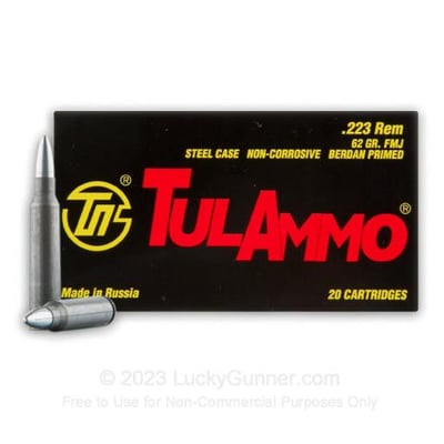 Steel Case Ammo 223 Remington 62gr Fmj - 223 Remington 62gr Full Metal Jacket 20/Box 814950011173