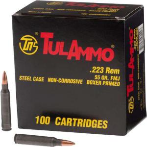 TulAmmo Centerfire Rifle Ammo - .223 Remington - 55 Grain - FMJ - 100 Rounds 