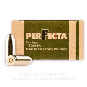 Perfecta 9mm Ammunition 115 Grain FMJ 50 Rounds