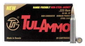 Tulammo TA223557 Rifle 223 Rem/5.56 NATO 55 GR Hollow Point (HP) 20 Bx/ 50 Cs