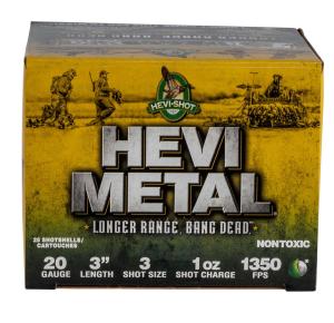 HEVI-Shot HEVI-METAL LONGER RANGE 20 Gauge 1 oz 3in #3 Centerfire Shotgun Ammo 25 Rounds HS39003