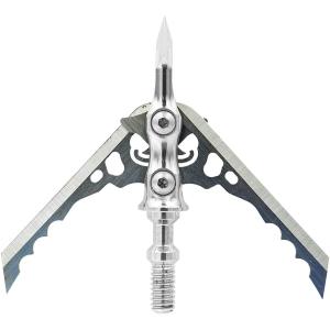 Rage Hypodermic Crossbow NC 2-Blade Hunting Arrow Broadhead (3 Pack) Exclusive Hybrid Tip Machined Stainless Steel Ferrule No Collar Blade Lock.