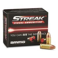 Ammo Inc. Streak Visual 9mm Luger 124 Grain Jacketed Hollow Point Centerfire Handgun Ammo 9124JHP-STRK-RED