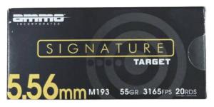 AMMO INC SIGNATURE 5.56 55GR M193 FMJ AMMUNITION 20RD BOX 