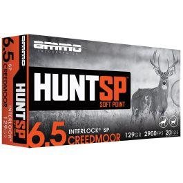 Ammo Inc Hunt 6.5 Creedmoor 129 gr SP 20rds Rifle Ammo for Precision Accurate Hunting - 65CM129SPA20