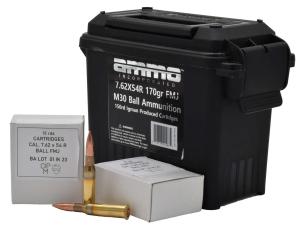 AMMO INC 7.62x54r 170gr FMJ Centerfire Rifle Ammunition 150rd Ammo Can 