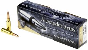 Alexander Arms AG120BTBOX Rifle Ammo 6.5 Grendel 120 gr Nosler Ballistic Tip (NBT) 20 Bx/ 10 Cs