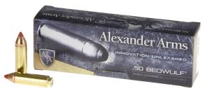 Alexander Arms Loaded .50 Beowulf 300 Grain Hornady FTX Centerfire Rifle Ammo Box of 20 A-B300FTXBOX