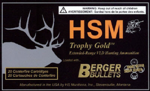 HSM Trophy Gold Ammunition 7mm-08 Remington 140 Grain Berger Hunting VLD Hollow Point Boat Tail Box of 20