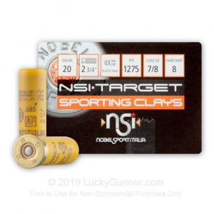 Noble Sport Target Sporting Clays Shotshells 20 ga 2-3/4" 7/8 oz 1275 fps #8 25/ct