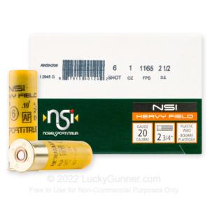 NSI HEAVY FIELD 20GA 2.75 1OZ #6 250RD CASE