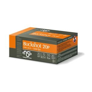 Noble Sport Plumbum Buckshot Shotshells 20 ga 2-3/4" 20 pellet 1200 fps #4 10/ct