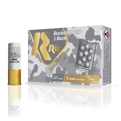 Rio Royal Buck Shotshell 12 ga 2-3/4" 12 pellets 1345 fps #1 5/ct