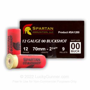 12 Gauge - 2-3/4" 00 Buck - 9 Pellets - Spartan - 25 Rounds 8436534391666