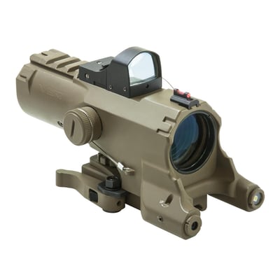 NcSTAR VISM ECO Prismatic Scope 4X Scope/Laser & NAV LED/Green Micro Dot, Tan VECO434QRTGA