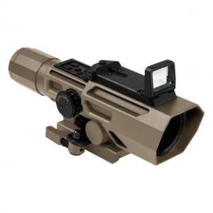 NcSTAR ADO 3-9X42 Scope w/Flip Up Red Dot Optic P4 Sniper Reticle,Red/Blue Illumination, Tan