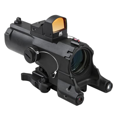 NcSTAR Eco 4X34 Prismatic Scope w/Ddab/Urban Tactical Ret/Blue Illumination/Green Laser w/White/Red Nav Lights, Black VECO434QRBRA