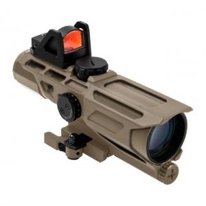 NcSTAR Ultimate Sighting System Gen3 3-9x40 Riflescope,Red Micro Dot,P4 Sniper Reticle,Red/Blue Illumination,Green Lens, Tan