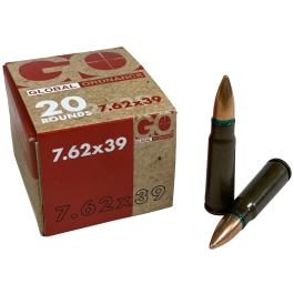Global Ordnance Ammo 7.62x39mm 122 Grain FMJ Steel Case 20 Rounds