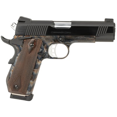 Custom 1911 Commander Stainless Match Grade Barrel Blued Serrated Steel Slide Color Case Steel Frame w/Beavertail Walnut Grip