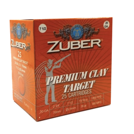 Zuber Premium Clay Target 20 Gauge Ammo 2-3/4" #7.5 Lead Shot 25 Rounds 850030578150