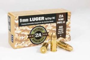 Patriot Sports 9mm Ammunition 124 Grain FMJ 1148 fps 50 Rounds