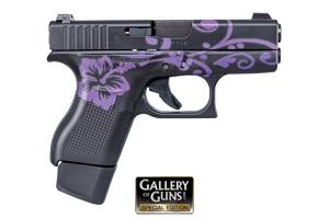 Glock 42 Black & Bright Purple Floral Pattern