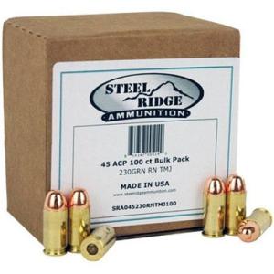 Steel Ridge .45 ACP Ammo 230 Grain Round Nose TMJ 100 Rounds 