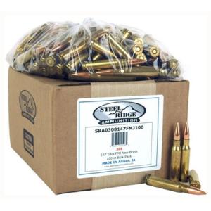 Steel Ridge .308 Winchester Ammo 147 Grain Full Metal Jacket 2750 fps 100 Rounds 