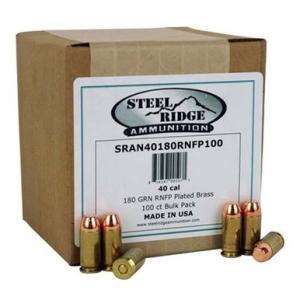 Steel Ridge Remanufactured .40 S&W Ammo 180 Grain Round Nose Flat Point TMJ 100 Rounds