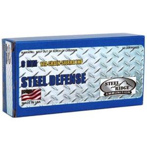 Steel Ridge Steel Defense 9mm Ammo 124 Grain Sierra Jacketed Hollow Point 1200 fps 50 Rounds