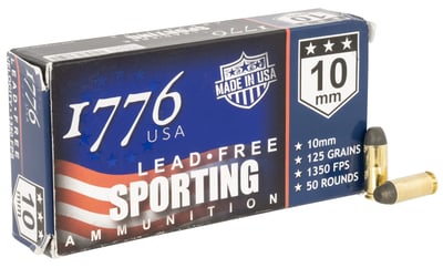 1776 USA Sporting 10mm Auto Ammo 125 grain Lead free Ball 50 Rounds