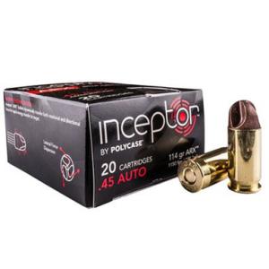 Polycase Inceptor .45 ACP Ammo 114 Grain Cu/P ARX 20 Rounds