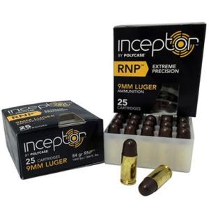 Polycase Inceptor 9mm Ammo 84 Grain RNP 1425 fps 25 Rounds