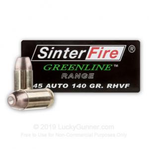 45 ACP - 140 Grain Frangible - SinterFire Greenline - 50 Rounds