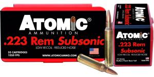 Atomic Subsonic HPBT 77 Grain Brass .223 Rem 50Rds